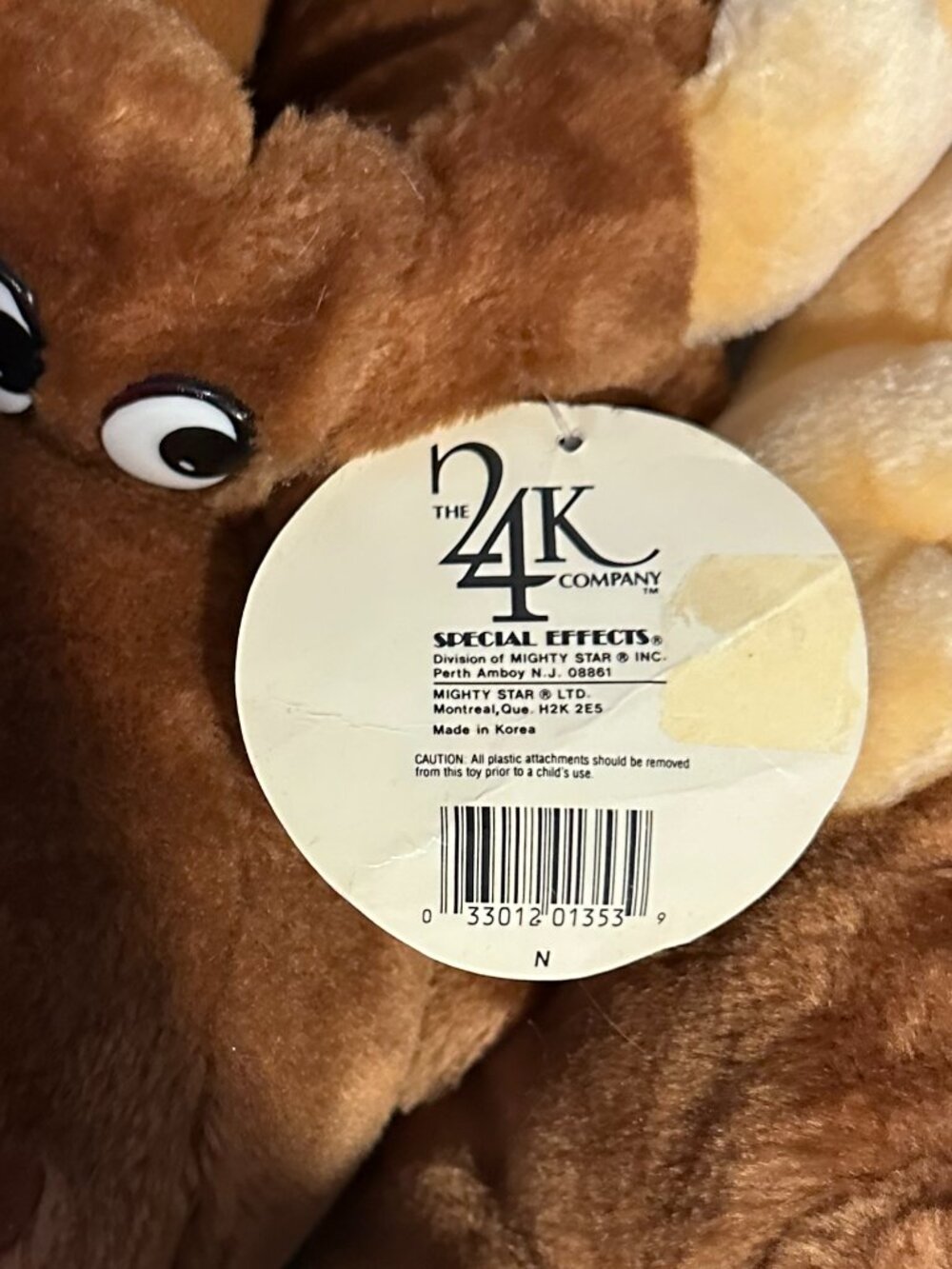 Vintage Bullwinkle Plush Slippers (NWT), Size Large, from the 24K Company (1985) - Picture 5 of 9